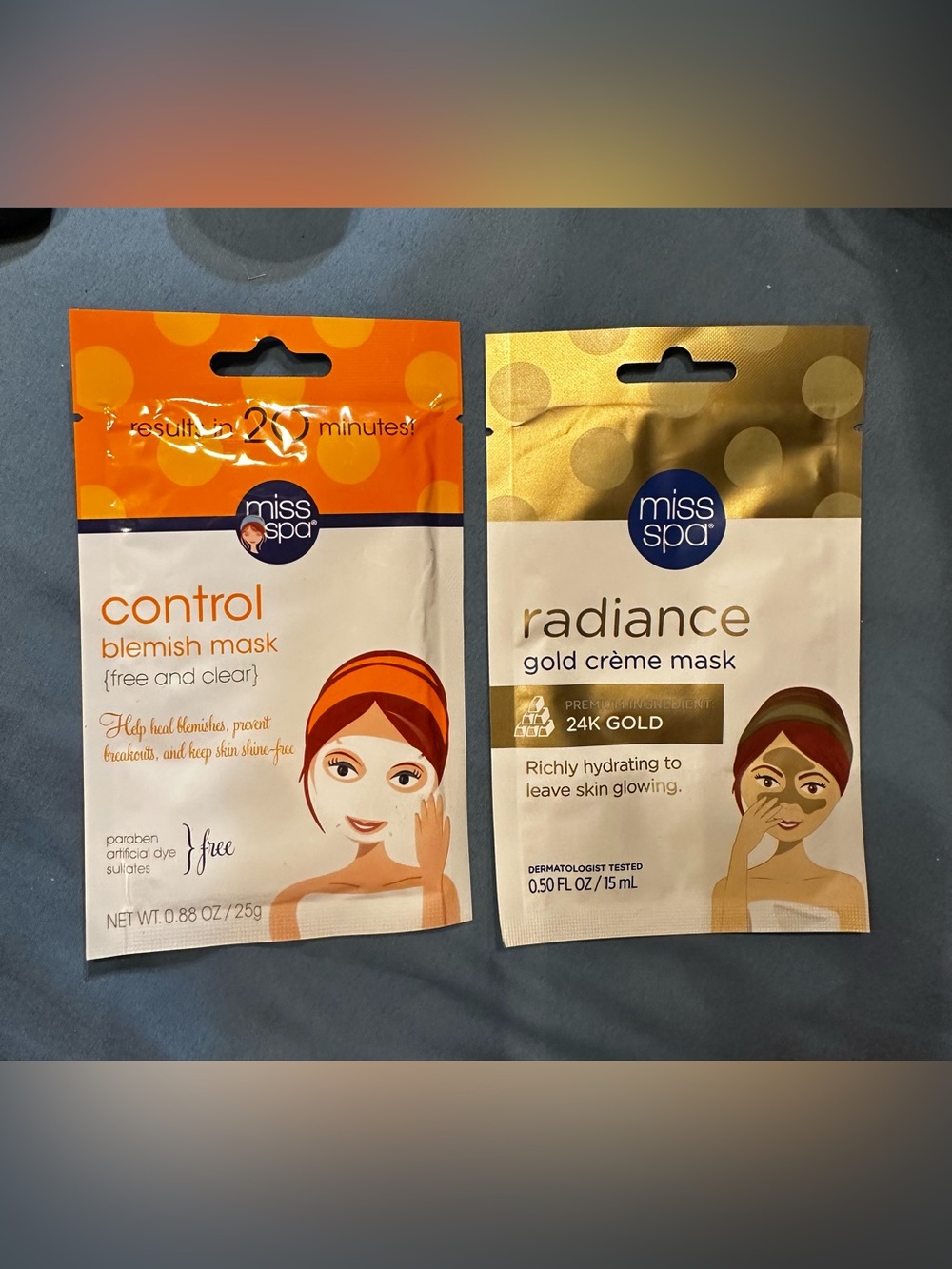 miss spa Radiance & Control Face Mask Duo - Gold & Orange